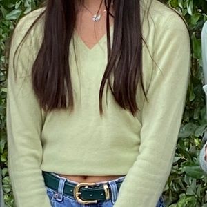 Light Green Cashmere V Neck Sweater